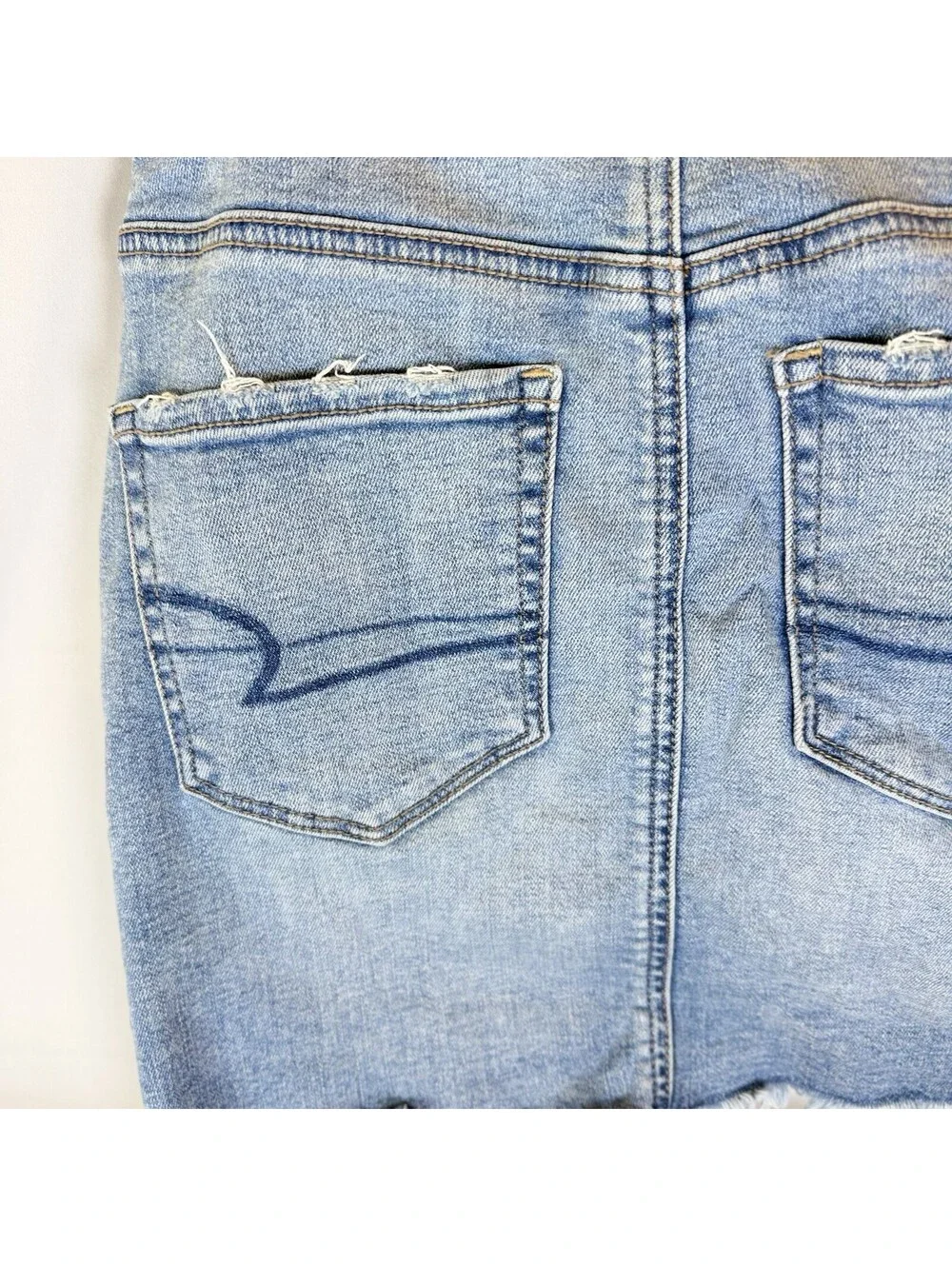 American Eagle Womens 4 REG Curvy Hi-Rise Mini Super Stretch Blue Jean Skirt